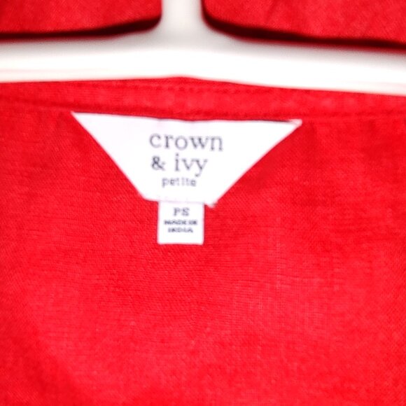 VINEYARD VINES BLUE LINEN SLVLS TANK XXS & CROWN AND IVY SLVLS RED LINEN TANK PS - Picture 9 of 10